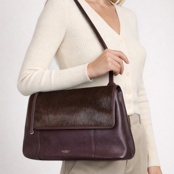 Radley London East-West Haircalf Shoulder Bag Wallet Set Clove - Picture 2 of 16